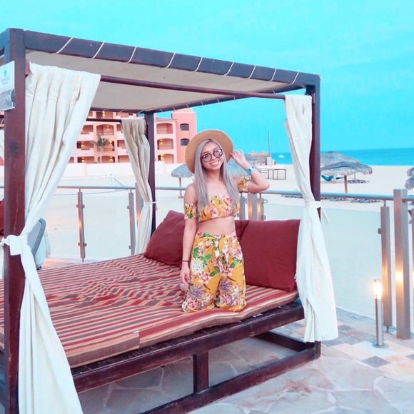 Yellow Floral Two Piece Set